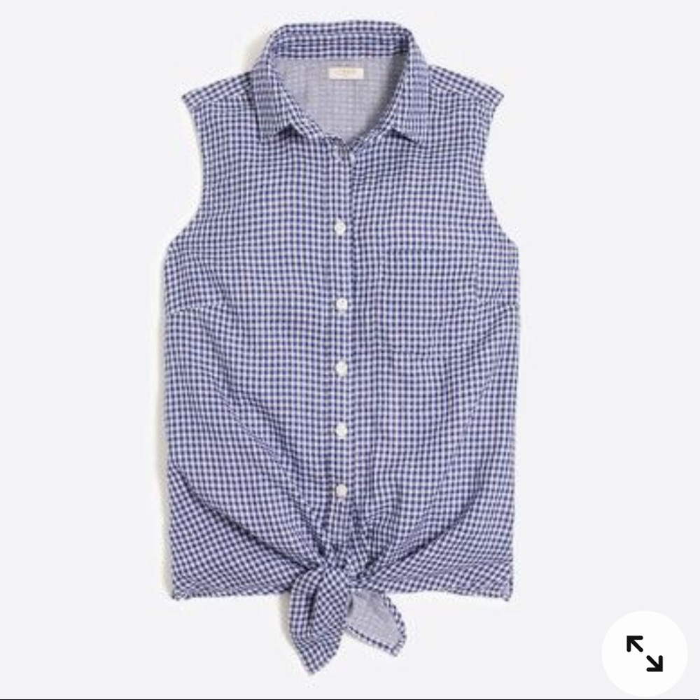 J. Crew Tie Front Gingham Sleeveless Blouse